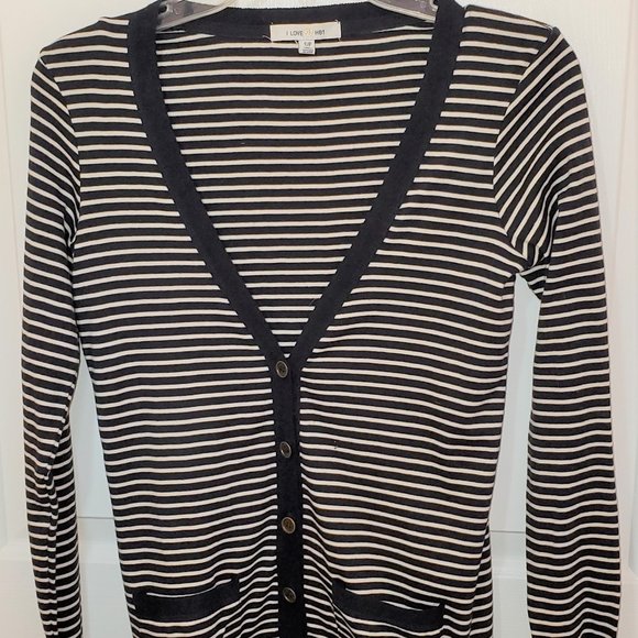Blue & White Striped Cardi Sweater - Picture 3 of 6
